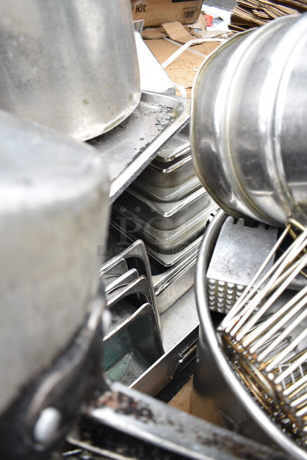 ALL ONE MONEY! PALLET LOT of Various Metal Items Including Drop In Bins, Stock Pots, Colander, Cylindrical Drop In Bins - Image 12 of 12
