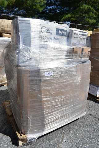 PALLET LOT of 15 BRAND NEW Boxes Including 2 Box 485UJ20NEON Choice 20" Neon Extra-Long Assorted Unwrapped Straw - 2000/Case, 346WSNSM Choice Medium Weight White Wrapped Plastic Spork, Straw, and Napkin Kit - 1000/Case, 129MCR32B Choice 32 oz. Black Round Microwavable Heavy Weight Container with Lid 7 1/4" - 150/Case, 760DOMELID16 Choice 12-22 oz. Translucent Cold Cup Dome Lid with Opening - 1000/Case. 15 Times Your Bid! 