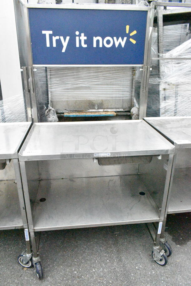 National Cart Co Stainless Steel Portable Table w/ Under Shelf and Drawer on Commercial Casters.  - Image 1 of 7