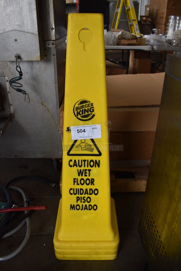 3 Yellow Poly Wet Floor Caution Cones. 12x12x36. 3 Times Your Bid!