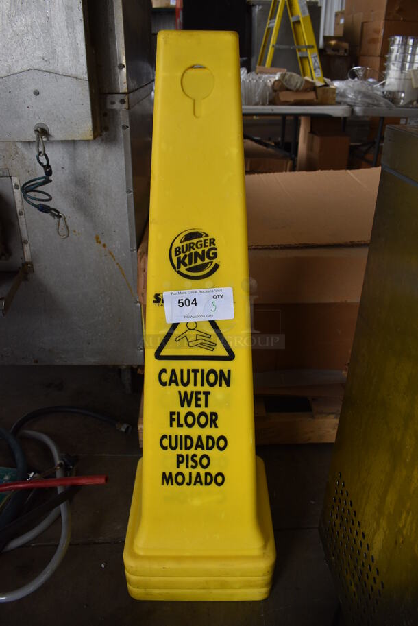 3 Yellow Poly Wet Floor Caution Cones. 12x12x36. 3 Times Your Bid! - Image 1 of 2