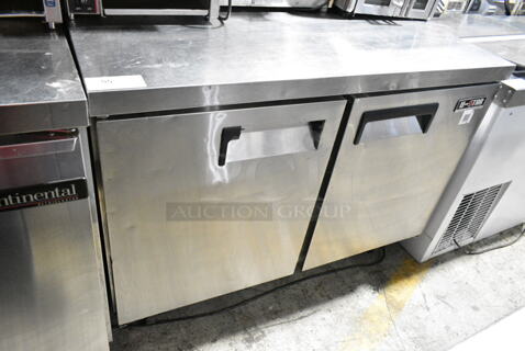 U-Star USUCRF-48 Stainless Steel Commercial 2 Door Undercounter Cooler on Commercial Casters. 115 Volts, 1 Phase. Tested and Powers On But Does Not Get Cold