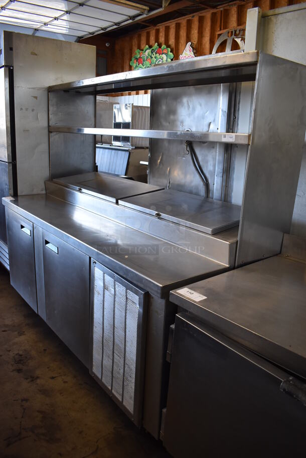 Delfield Stainless Steel Commercial Pizza Prep Table w/ 2 Tier Over Shelf on Commercial Casters. Missing 1 Caster. 115 Volts, 1 Phase. 76x32x69. Cannot Test - Unit Trips Breaker - Image 4 of 10