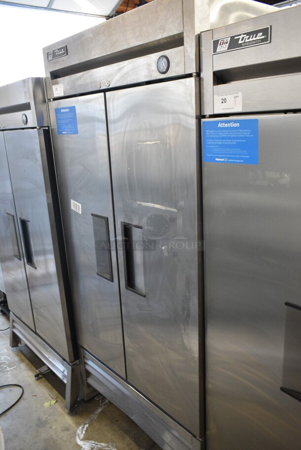 2017 True T-35 Stainless Steel Commercial 2 Door Reach In Cooler w/ Poly Coated Racks on Commercial Casters. 115 Volts, 1 Phase. Tested and Powers On But Does Not Get Cold - Image 1 of 9