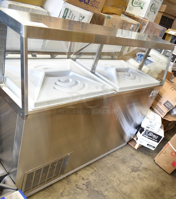 BRAND NEW SCRATCH AND DENT! 2023 Avantco 178CPSS68HC Stainless Steel Commercial 67 3/4" 12 Tub Stainless Steel Deluxe Ice Cream Dipping Cabinet. 115 Volts, 1 Phase. Tested and Working!  - Image 2 of 5