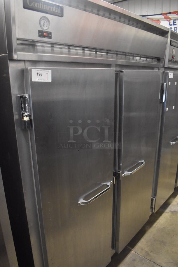 Continental 2RE Stainless Steel Commercial 2 Door Reach In Cooler on Commercial Casters. 115 Volts, 1 Phase. 57x34x82. Tested and Working! - Image 1 of 5