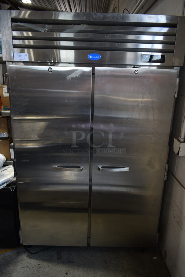 Randell RS2F-52-2 Stainless Steel Commercial 2 Door Reach In Freezer w/ Poly Coated Racks. 115 Volts, 1 Phase. Tested and Working!