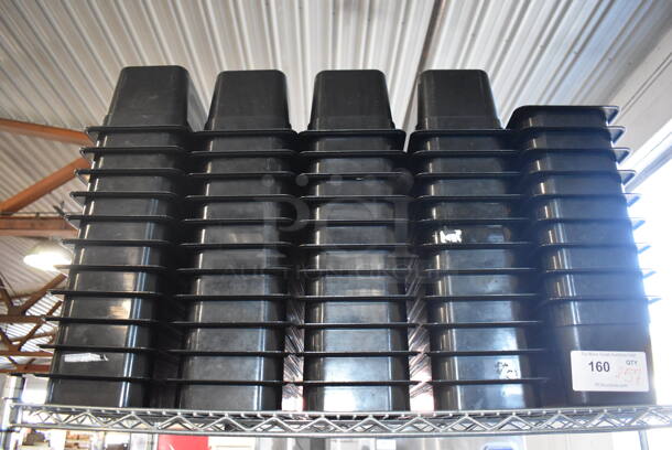 ALL ONE MONEY! Lot of 57 Cambro Black Poly 1/3 Size Drop In Bins. 1/3x6