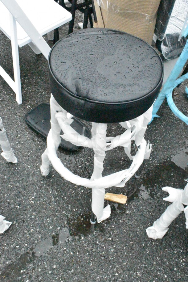 BRAND NEW SCRATCH AND DENT! Lot of Various Chairs Including Gray Bar Height Chair, Metal Chair Frame Pieces, White Folding Chair, Gray Folding Chair, Black Bar Height Chair. - Image 10 of 12