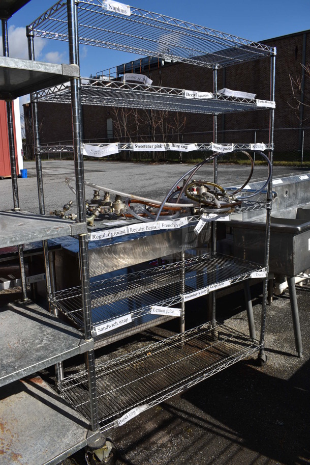 Chrome Finish 6 Tier Metro Style Shelving Unit on Commercial Casters. BUYER MUST DISMANTLE. PCI CANNOT DISMANTLE FOR SHIPPING. PLEASE CONSIDER FREIGHT CHARGES. 55x18x75 - Image 1 of 6