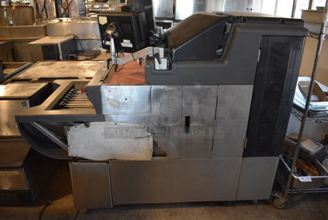 Hobart AWS Stainless Steel Commercial Floor Style Wrapping Machine w/ Monitor and Label Printer. 120/208-230 Volts, 1 Phase. 78x45x67
