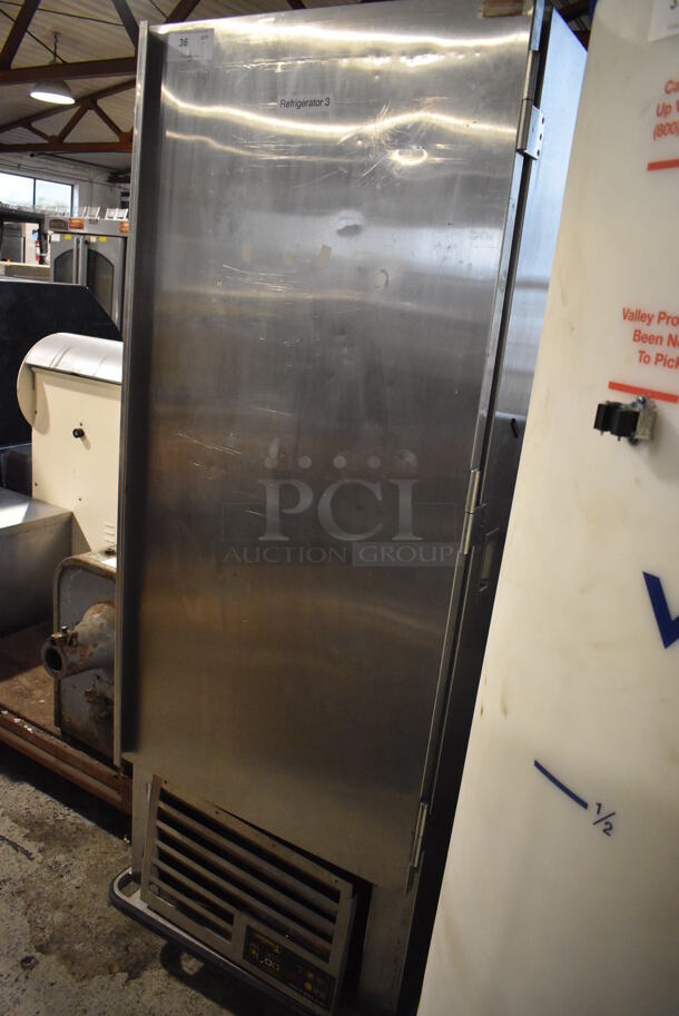 Traulsen Stainless Steel Commercial Single Door Reach In Portable Catering Cooler on Commercial Casters. 208 Volts. 31x36x78.5