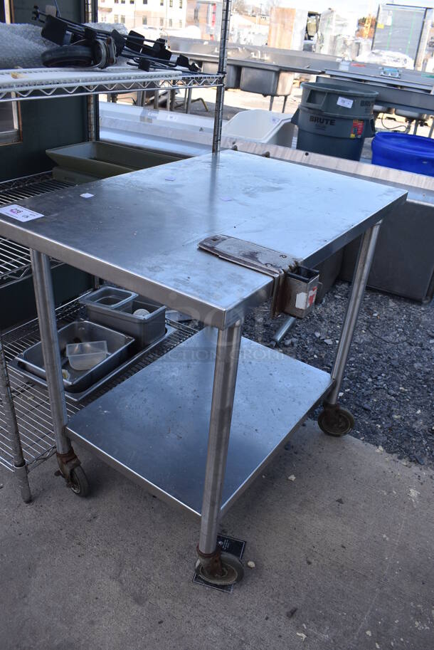 Stainless Steel Commercial Table w/ Commercial Can Opener Mount and Under Shelf on Commercial Casters. 24x36x33.5 - Image 2 of 4