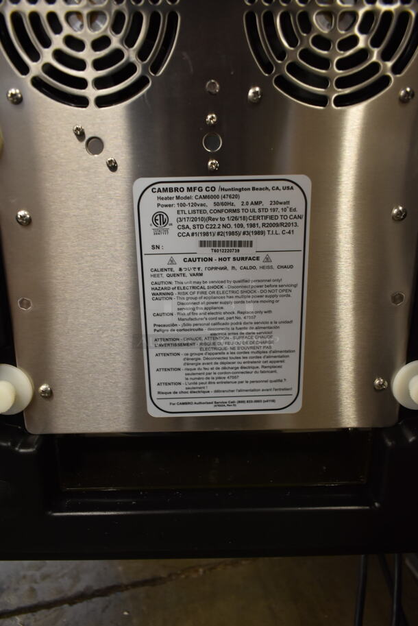BRAND NEW SCRATCH AND DENT! Cambro Cam6000 Double Black Poly Heated Ultra Food Pan Carrier on Commercial Casters. 100-120 Volts, 1 Phase.  - Image 6 of 7