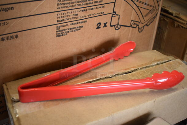 ALL ONE MONEY! Lot of 12 BRAND NEW IN BOX! Carlisle Red Poly Tongs. 12