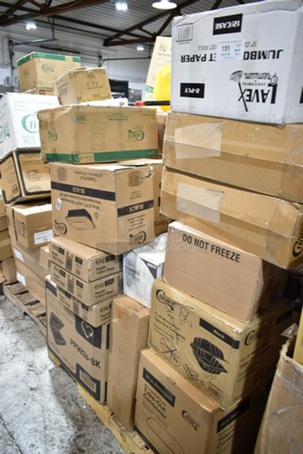 PALLET LOT of 25 BRAND NEW Boxes Including Choice 24 oz Rectangular Take Out Container, 500MF663B1C Choice 6
