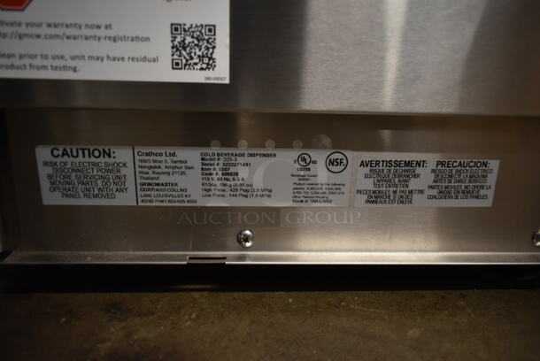 BRAND NEW SCRATCH AND DENT! Crathco D25-3 Stainless Steel Commercial Countertop Double Refrigerated Beverage Machine Base. 115 Volts, 1 Phase. Tested and Working! - Image 4 of 4