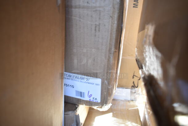 PALLET LOT of 22 BRAND NEW Boxes Including 496ALPF2X22PK American Louver Company 24" x 24" Plaster Frame ALPF2X2-2PK - 2/Pack, 427SD2828MP Lancaster Table & Seating Excalibur 27 1/2" x 27 1/2" Square Table Top with Textured Mixed Plank Finish, Vollrath 4932-13 Traex® Color-Mate™ 32 oz. Clear Single Tip Standard Squeeze Bottle,  600WS1830HD Regency 18" x 30" 16 Gauge Stainless Steel Heavy-Duty Solid Wall Shelf, 124ASEAG12 American Metalcraft ASEAG12 12" Round Gold Hammered Aluminum Seafood Tray, 4447572 Lavex 2.5 Gallon Plastic Dispensing Container. 22 Times Your Bid!  - Image 6 of 12