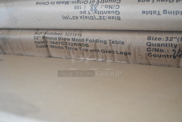 5 BRAND NEW SCRATCH AND DENT! 384YCZ32RNDB Lancaster Table & Seating 32" Round Granite White Heavy-Duty Blow Molded Bar Height Plastic Folding Table. 5 Times Your Bid! May Be Missing Pieces.  - Image 3 of 6