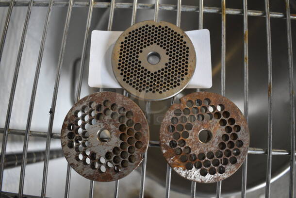 3 Metal Meat Grinder Plates. 2.75x2.75x0.5. 3 Times Your Bid!