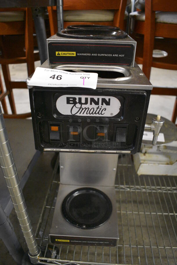 Bunn Model STF-15 Stainless Steel Commercial Countertop 3 Burner Coffee Machine w/ Hot Water Dispenser. 120 Volts, 1 Phase. 11x18x21