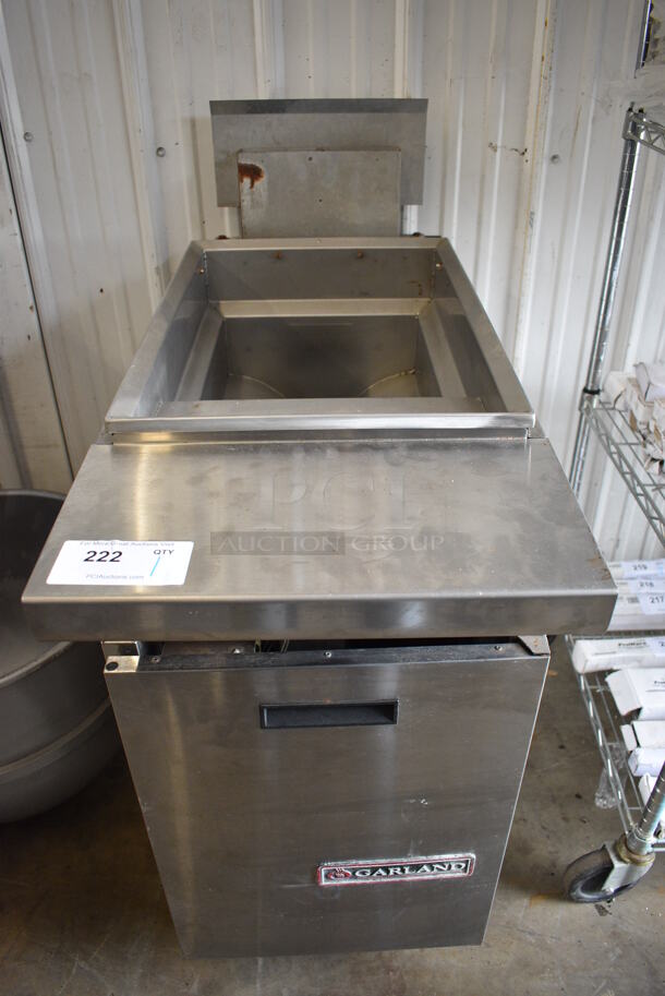 Garland Model M35SS Stainless Steel Commercial Floor Style Natural Gas Powered Deep Fat Fryer on Commercial Casters. 17x38x44
