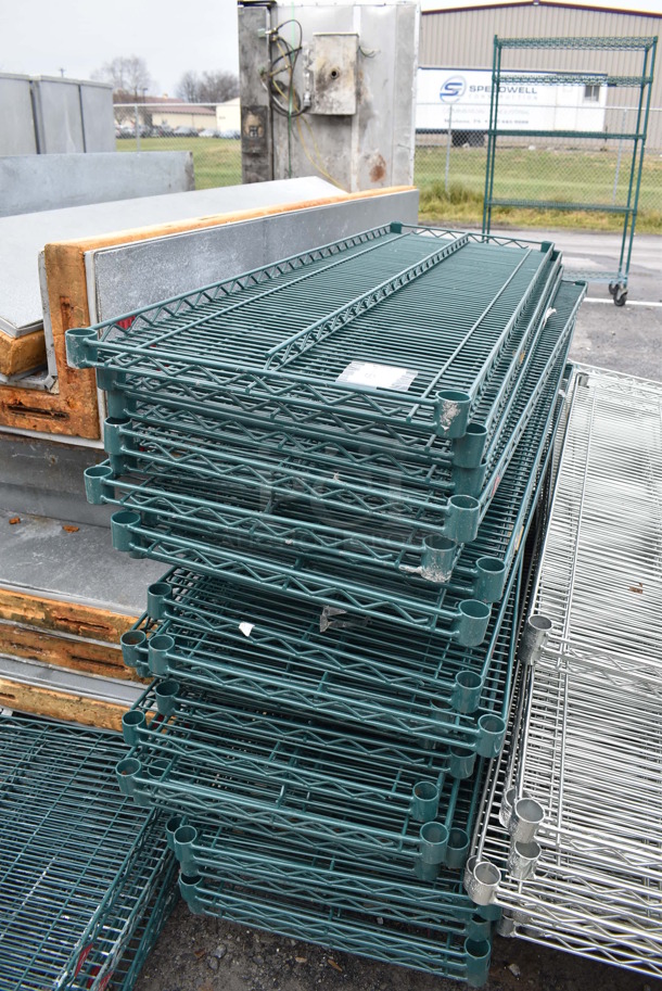 ALL ONE MONEY! Lot of 26 Green Finish Wire Shelves. 60x18x1.5 - Image 2 of 4