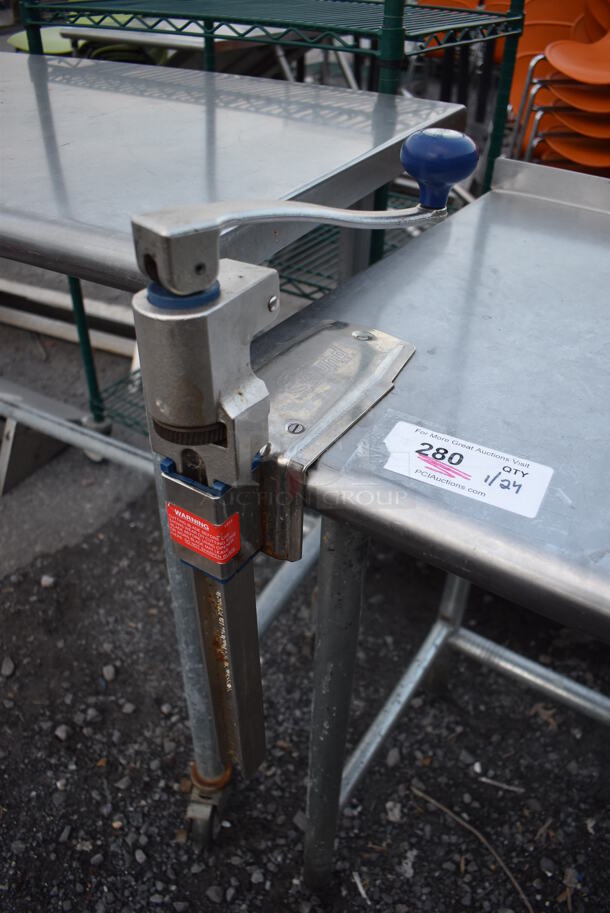 Stainless Steel Commercial Table w/ Mounted Commercial Can Opener and Back Splash. 48x24x38 - Image 2 of 4