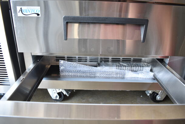 BRAND NEW SCRATCH AND DENT! 2022 Avantco 178CBE72HC Stainless Steel Commercial 4 Drawer Chef Base on Commercial Casters. 115 Volts, 1 Phase. Cannot Test - Needs New Power Switch - Image 8 of 10