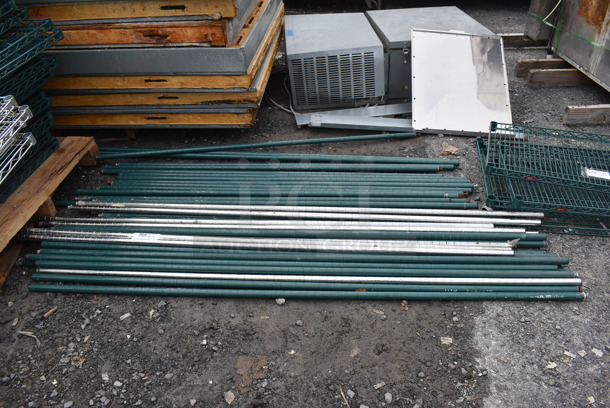 ALL ONE MONEY! Lot of 46 Various Chrome and Green Finish Poles. Includes 74" - Image 2 of 3