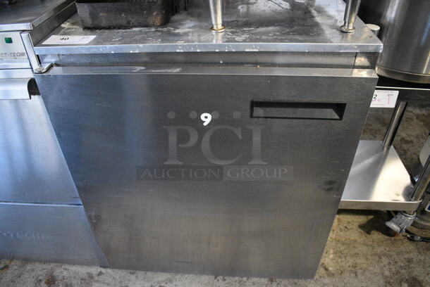 Delfield 406CA-DHL-DD1 Stainless Steel Commercial Single Door Undercounter Cooler on Commercial Casters. 115 Volts, 1 Phase. 27x28x32. Tested and Working! - Image 1 of 5