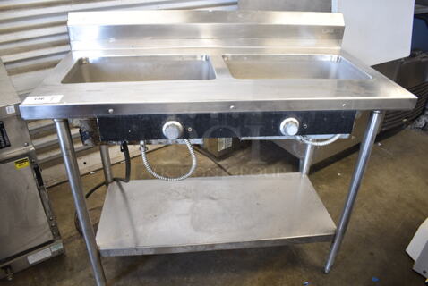 Stainless Steel Commercial 2 Well Steam Table w/ Under Shelf. Cannot Test Due To Plug Style