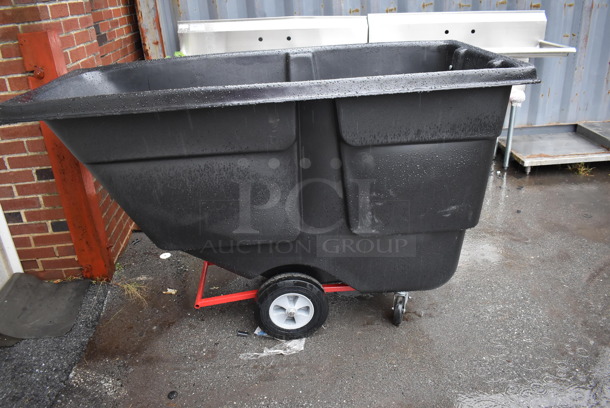 BRAND NEW! Rubbermaid Black Poly Portable Bin on Casters. 70x34x44
