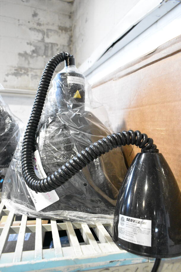 3 BRAND NEW SCRATCH AND DENT! ServIt 423HLR85BK Retractable Cord Ceiling Mount Heat Lamp with Modern Black Finish Round Dome Shade. 120 Volts, 1 Phase. 3 Times Your Bid!  - Image 6 of 12