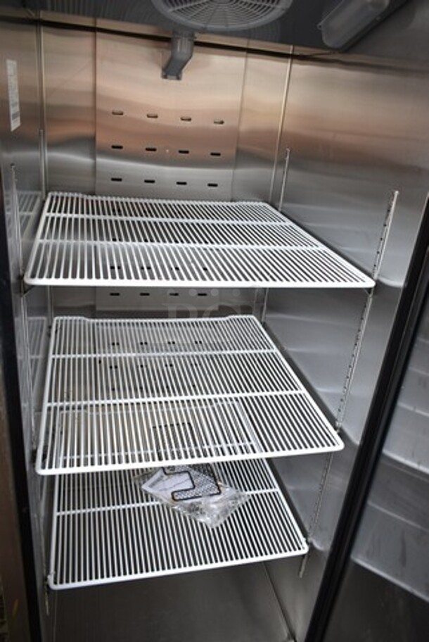 2023 Atosa MBF8001GR Stainless Steel Commercial Single Door Reach In Freezer w/ Poly Coated Racks on Commercial Casters. 115 Volts, 1 Phase. Tested and Working! - Image 3 of 4