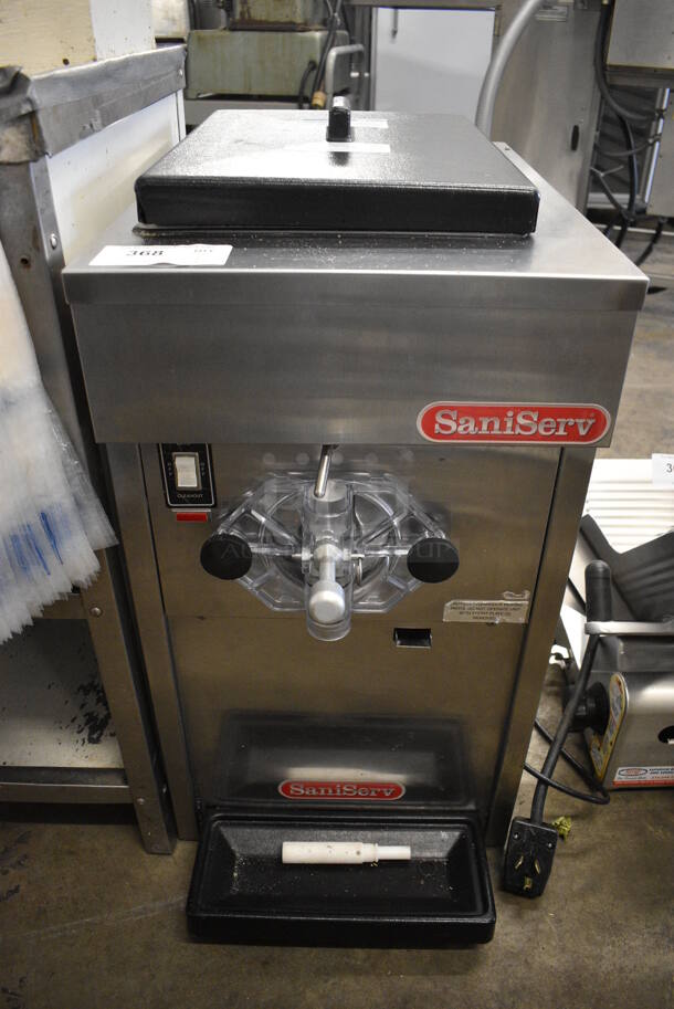 SaniServ Model A4081M Stainless Steel Commercial Countertop Air Cooled Single Flavor Soft Serve Ice Cream Machine. 208-230 Volts, 1 Phase. 22x28x35