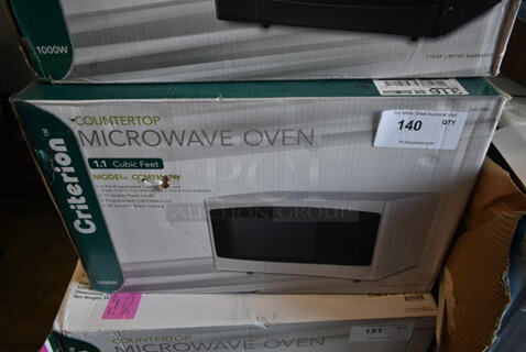BRAND NEW IN BOX! Criterion CCM11M1W Countertop Microwave Oven w/ Plate. 120 Volts, 1 Phase.