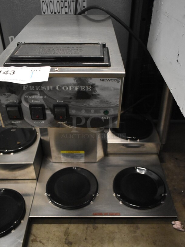 Newco AK-3 Stainless Steel Commercial Countertop 3 Burner Coffee Machine. 120 Volts, 1 Phase. 