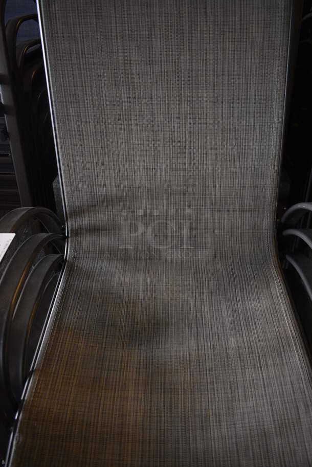 8 Metal Gray Outdoor Patio Chairs w/ Gray Seat and Arm Rests. BUYER MUST REMOVE. 22x24x36. 8 Times Your Bid! (Susquehanna Ale House) - Image 4 of 4