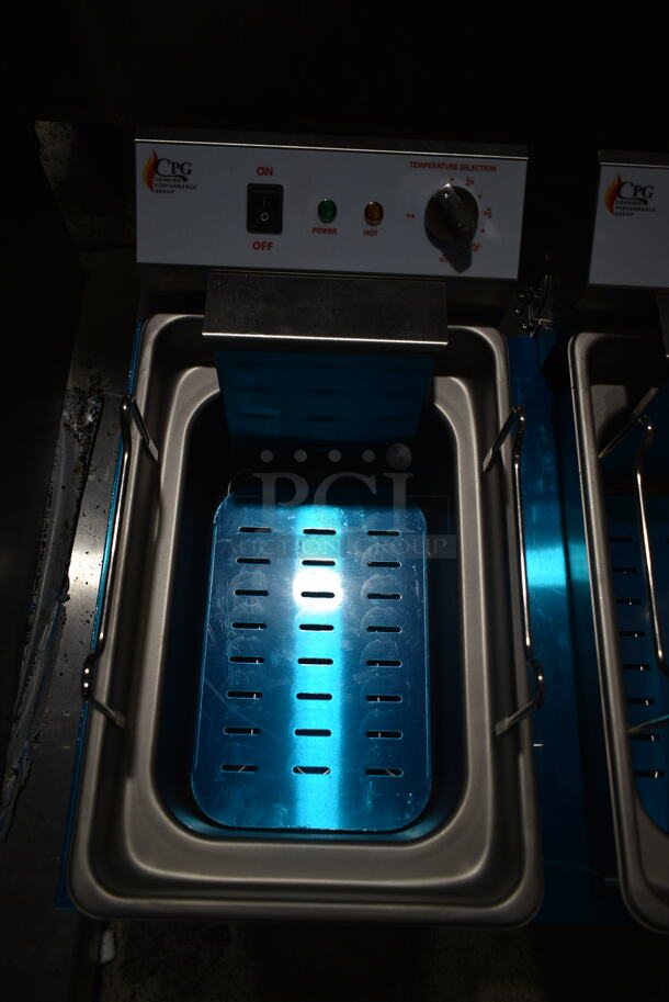 BRAND NEW SCRATCH AND DENT! Cooking Performance Group CPG 351EF302 Stainless Steel Commercial Countertop Electric Powered Deep Fat Fryer w/ 2 Metal Fry Baskets. 208-240 Volts, 1 Phase.  - Image 5 of 7