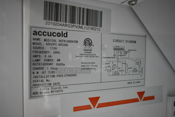 AccuCold ARG3PV Metal Mini Cooler Merchandiser. 115 Volts, 1 Phase. Tested and Working! - Image 4 of 4