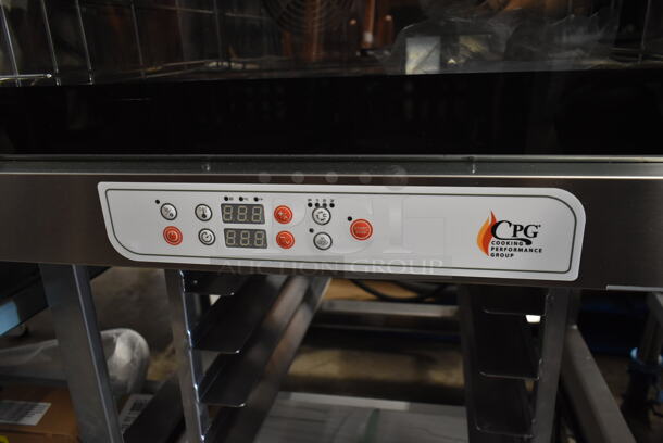 BRAND NEW SCRATCH AND DENT! Cooking Performance Group CPG B04DU.3-001 Stainless Steel Commercial Electric Powered Convection Oven w/ Pan Rack on Commercial Casters. 208-240 Volts, 1 Phase. - Image 4 of 9