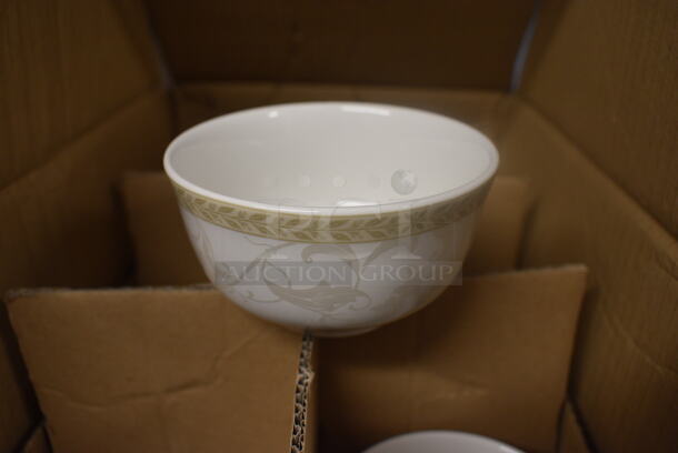 24 BRAND NEW IN BOX! Steelite Distinction Antoinette White Ceramic Patterned Bowls. 4x4x2.5. 24 Times Your Bid!
