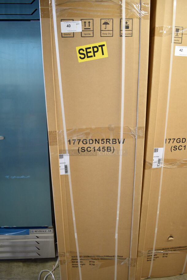 BRAND NEW! Galaxy 177GDN5RBW Metal Commercial Single Door Reach In Cooler Merchandiser w/ Poly Coated Racks and Red, White, and Blue LED Lighting. 110-120 Volts, 1 Phase. - Image 2 of 3