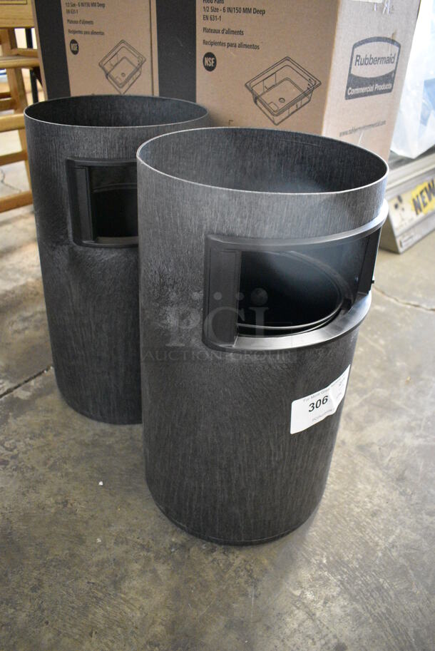 2 BRAND NEW! Rubbermaid Gray Poly Trash Can Ash Tray. Missing Top Pieces. 10.5x10.5x19.5. 2 Times Your Bid! - Image 2 of 3