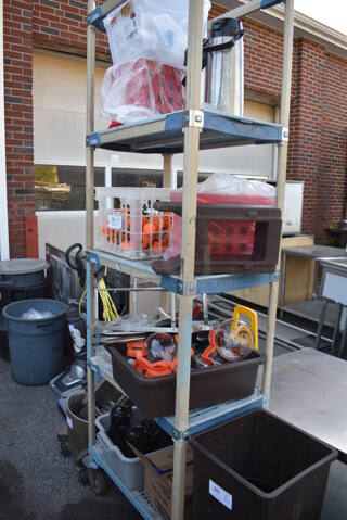 ALL ONE MONEY! Lot of 4 Tiers Worth of Various Items Including Coffee Pots, Halloween Lights and Air Pots. Does Not Include Shelving Unit