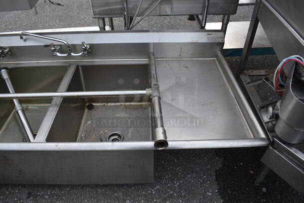Eagle Stainless Steel Commercial 3 Bay Sink w/ Dual Drain Boards, Faucet and 2 Handle Sets. 104x34x28. Bays 20x28x13. Drain Boards 18x31x1 - Image 2 of 5