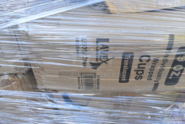 30 BRAND NEW! Items Including 394365L Noble Products Powder-Free Disposable Clear Vinyl Gloves for Foodservice - Large - 1000/Case, 394345L Noble NexGen Powder-Free Disposable Black Hybrid 3 Mil Thick Gloves - Large - 1000/Case, 395TO961 EcoChoice 9" x 6" x 3" Compostable Sugarcane / Bagasse 1 Compartment Take-Out Container - 200/Case, 552D6653 Chef & Sommelier D6653 47.36 oz. Open Up Decanter by Arc Cardinal - 2/Case, 130WSPOON Choice Medium Weight White Plastic Teaspoon - 1000/Case, 760WY9LT Lavex 9 oz. Translucent, Individually Wrapped Cups - 1000/Case, 395RP10PF EcoChoice No PFAS Added 10" Natural Bagasse Blend Plate - 500/Case. 30 Times Your Bid!  - Image 12 of 12
