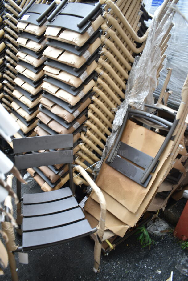 46 BRAND NEW! BFM Seating PH301CBR-BZ Brown Outdoor Dining Height Chair w/ Arm Rests. 46 Times Your Bid! - Image 2 of 6
