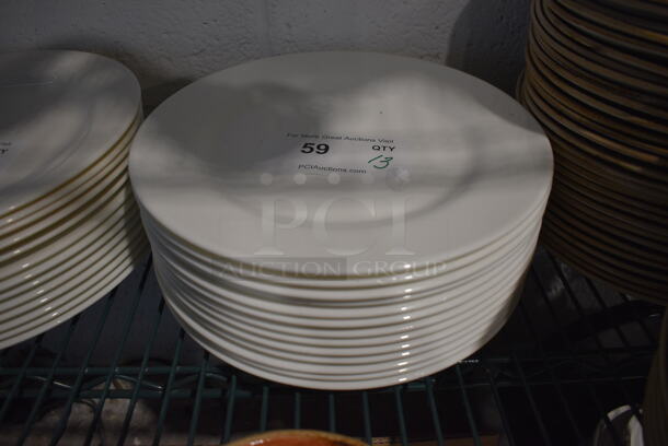 13 White Ceramic Plates. 11x11x1. 13 Times Your Bid!